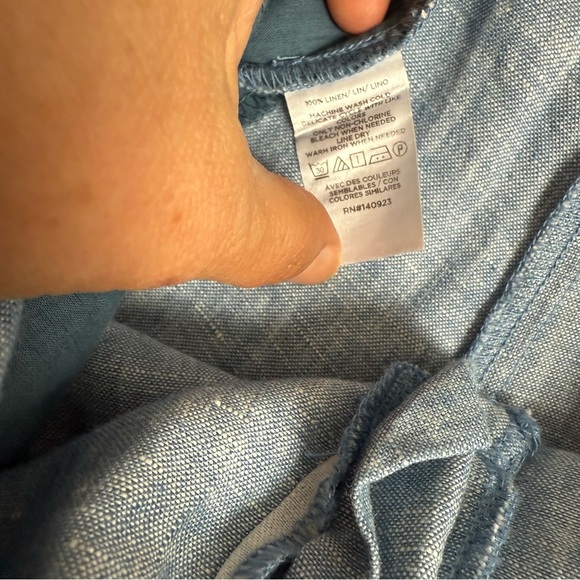 LOFT Blue High Waist Nautical Shorts 100% Linen Size 14 - Picture 9 of 9